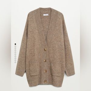 Mango oversized button knit cardigan Medium brown
